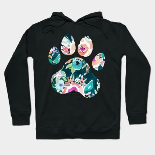 Teal Floral Paw Print Hoodie